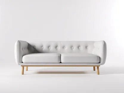 Canapé 2 places en tissu blanc 175x90x80 cm - style scandinave capitonné - piètement en bois naturel-Nestlego