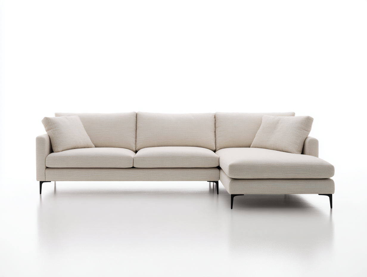 Canapé d'angle en tissu beige clair 275x165x85 cm - design contemporain - assise moelleuse et pieds fins en métal-Nestlego