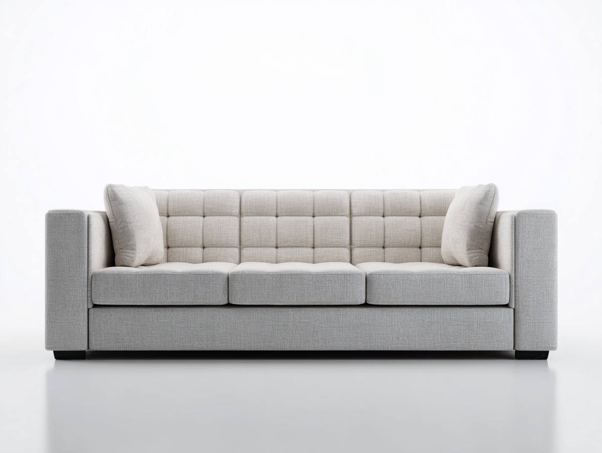 Canapé 3 places en tissu 210x90x85 cm - gris clair - style moderne capitonné-Nestlego