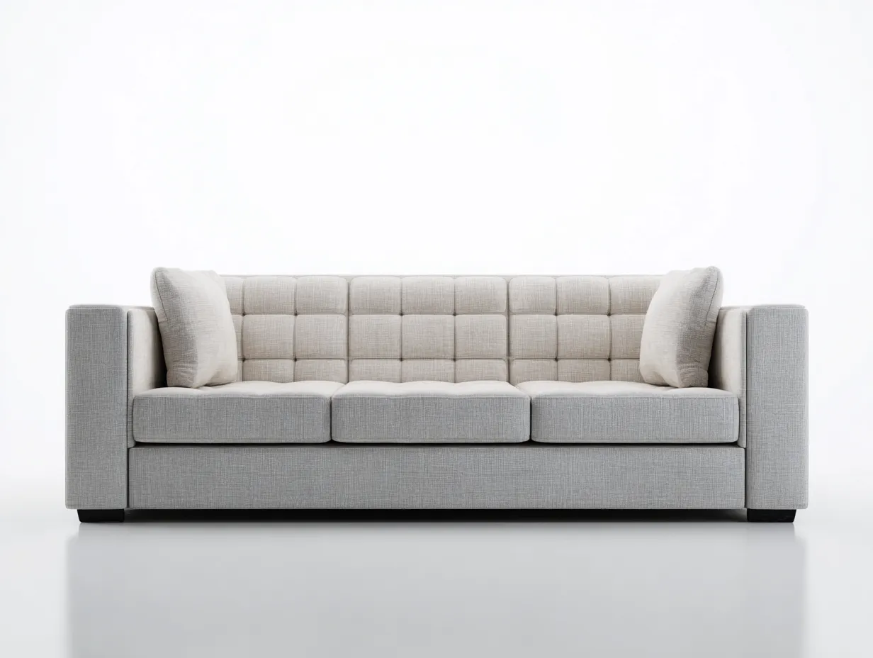 Canapé 3 places en tissu 210x90x85 cm - gris clair - style moderne capitonné-Nestlego