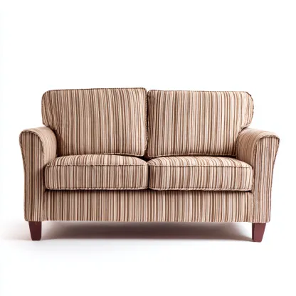 Canapé 2 places en tissu rayé beige et marron 165x88x86 cm - style rétro - confort moelleux et design chaleureux-Nestlego