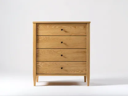 Commode en chêne clair 85x45x95 cm - poignées noires - design moderne scandinave-Nestlego