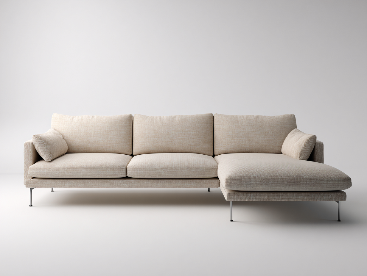 Canapé d'angle en tissu 260x160x85 cm - beige - style moderne et épuré-Nestlego