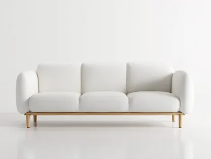 Canapé 3 places en tissu 210x90x85 cm - blanc - style scandinave moderne avec base en bois-Nestlego