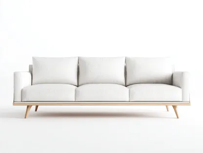 Canapé 3 places en tissu blanc 210x90x85 cm - design nordique - structure en bois clair-Nestlego