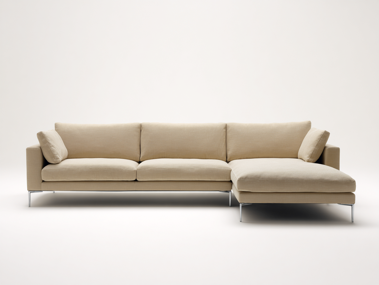 Canapé d'angle en tissu beige clair 275x170x85 cm - design moderne - confort spacieux avec méridienne-Nestlego