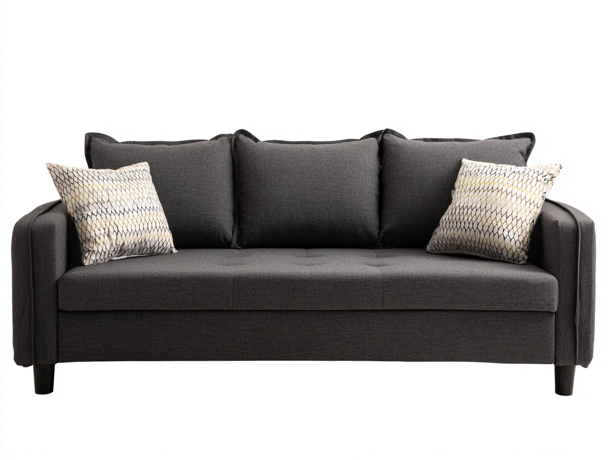 Canapé 3 places en tissu gris foncé 195x90x85 cm - style contemporain - confort équilibré et structure stable-Nestlego