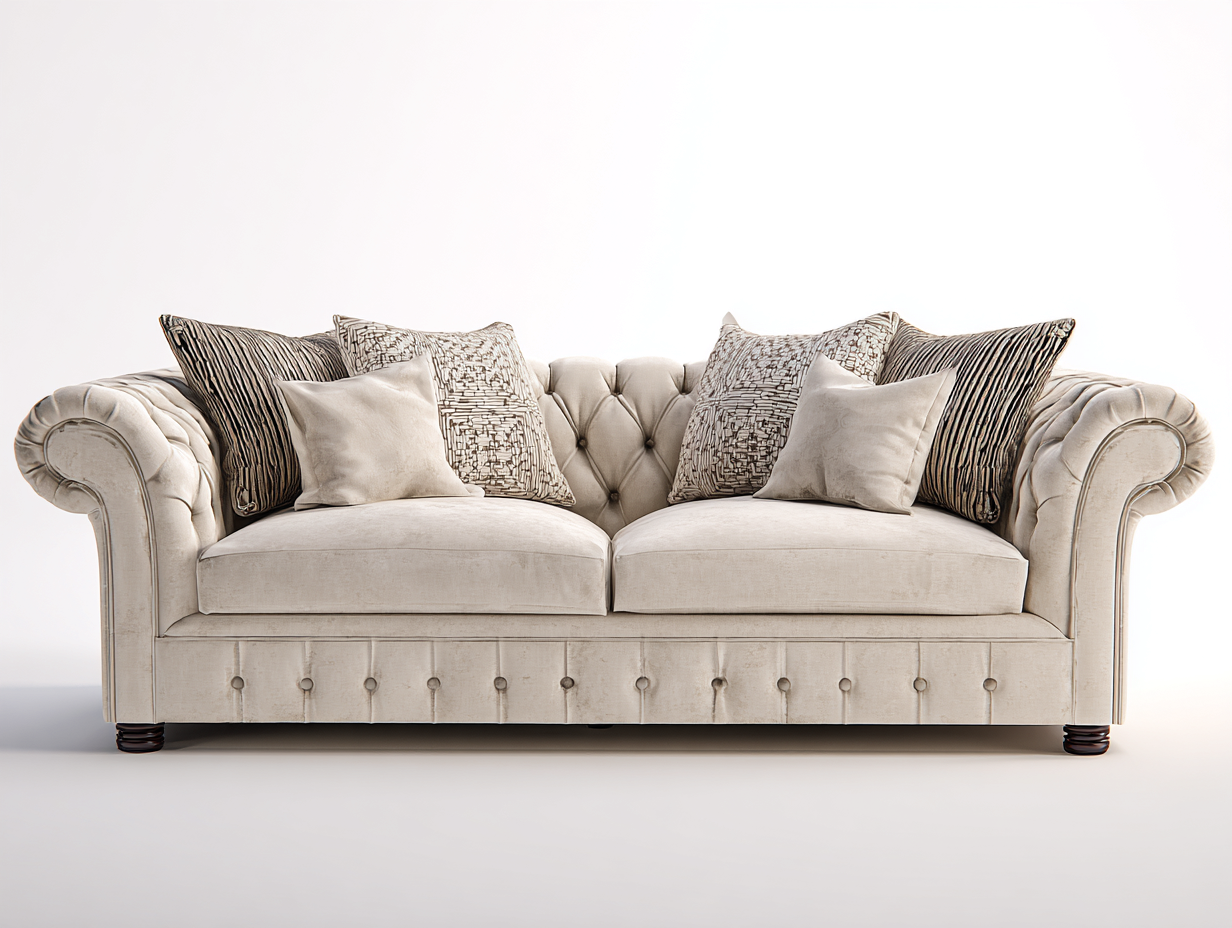 Canapé 2 places en tissu beige clair 175x95x85 cm - style Chesterfield capitonné - allure élégante et raffinée-Nestlego