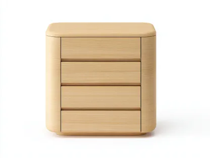 Commode en bois clair 70x40x85 cm - frêne naturel - design arrondi moderne-Nestlego