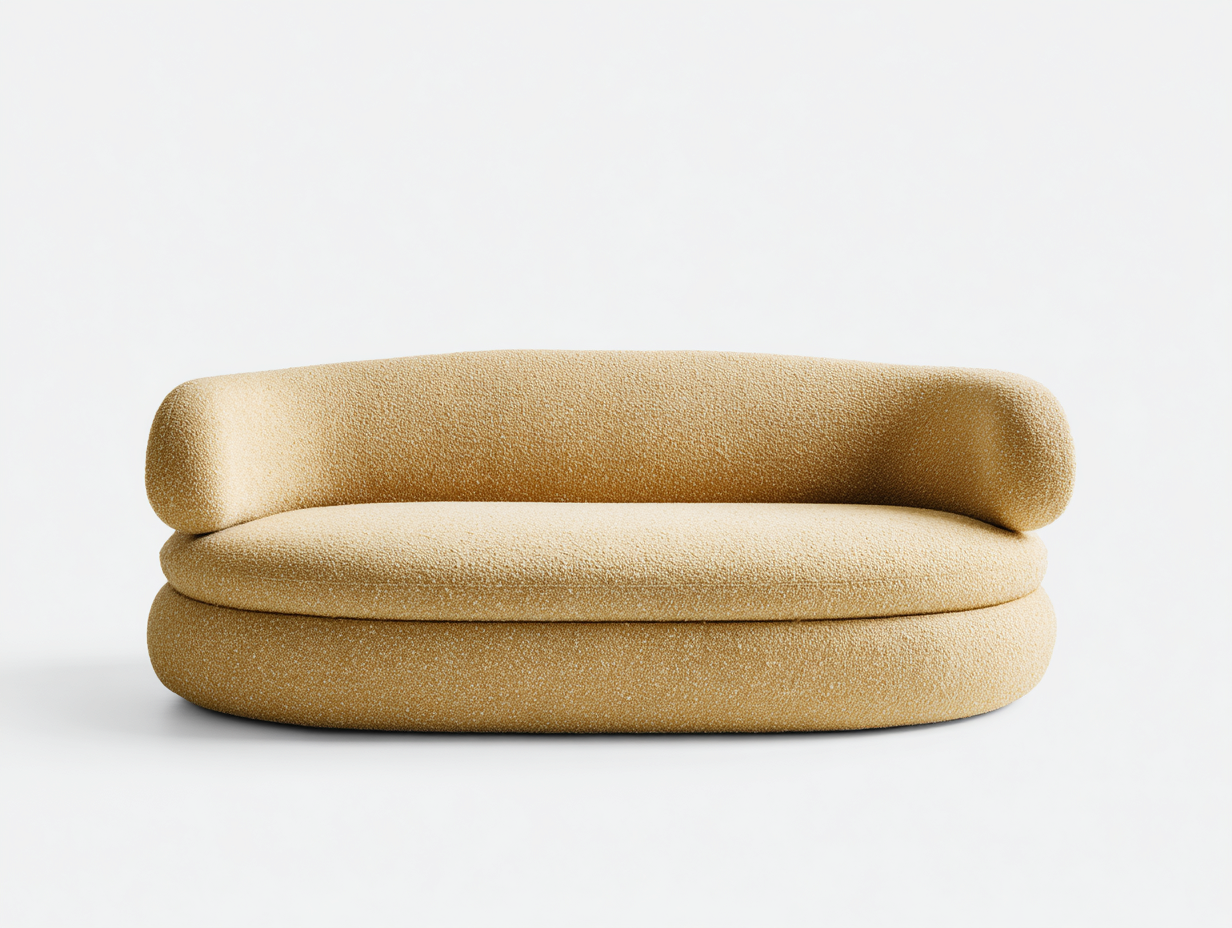 Canapé 2 places en tissu bouclé beige clair 168x90x78 cm - design moderne - lignes arrondies et confort moelleux-Nestlego