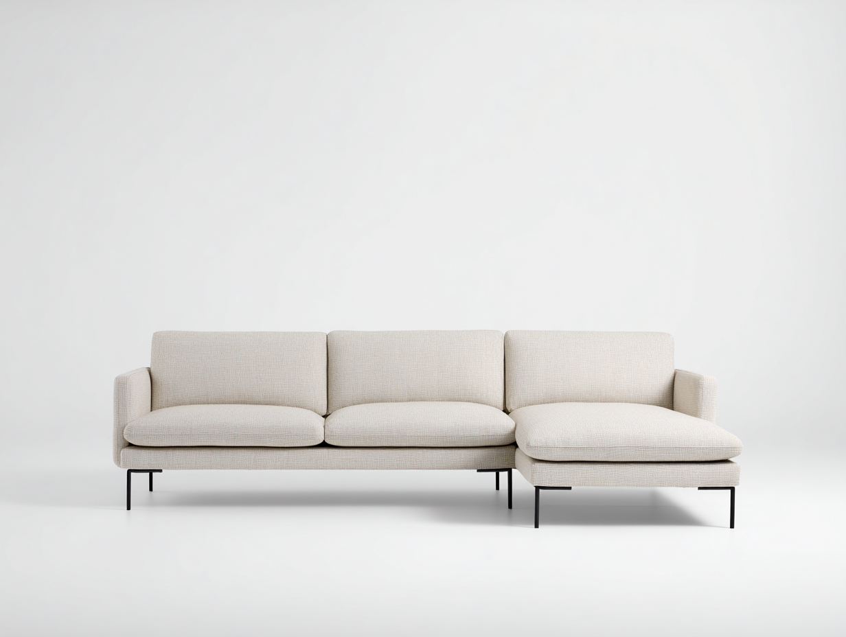 Canapé d'angle en tissu beige clair 270x165x82 cm - design minimaliste - structure fine et élégante-Nestlego