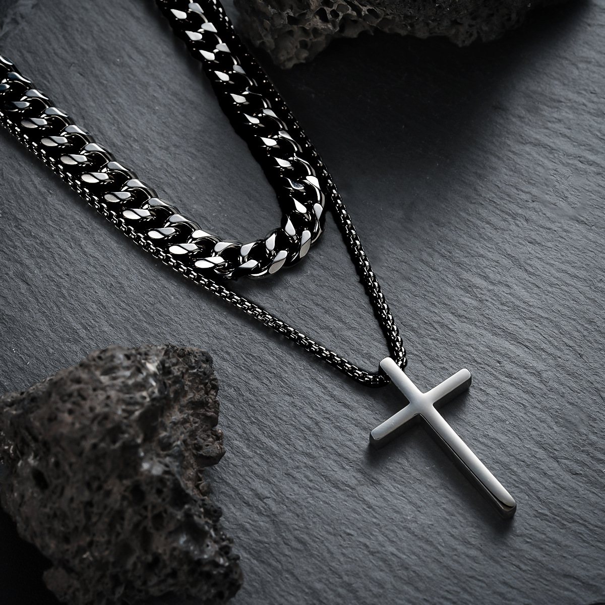Retro Titanium Steel Cross Jewelry Set -  Single Options (Ring/Bracelet/Necklace)