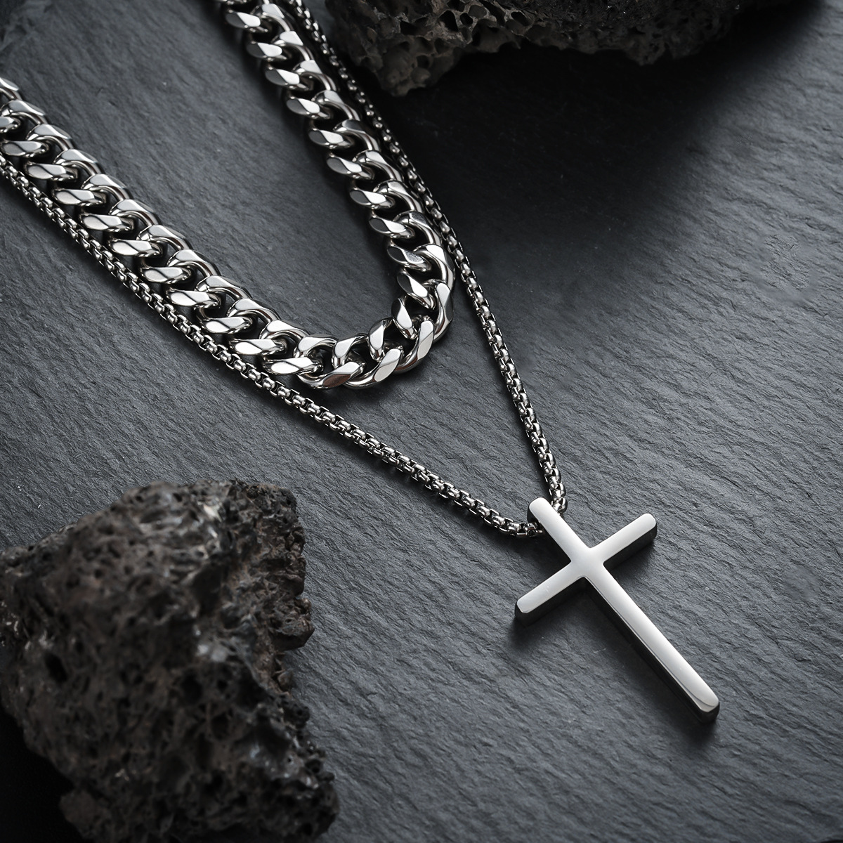Retro Titanium Steel Cross Jewelry Set -  Single Options (Ring/Bracelet/Necklace)