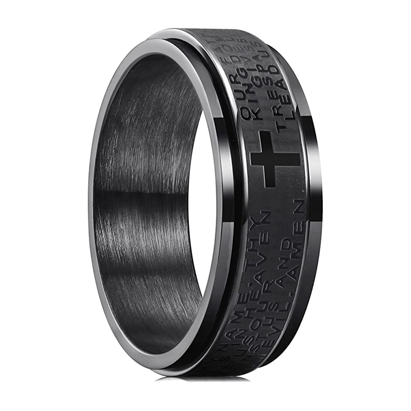 Lord's Prayer Rotating Titanium Steel Ring: Faith & Calm at Your Fingertips