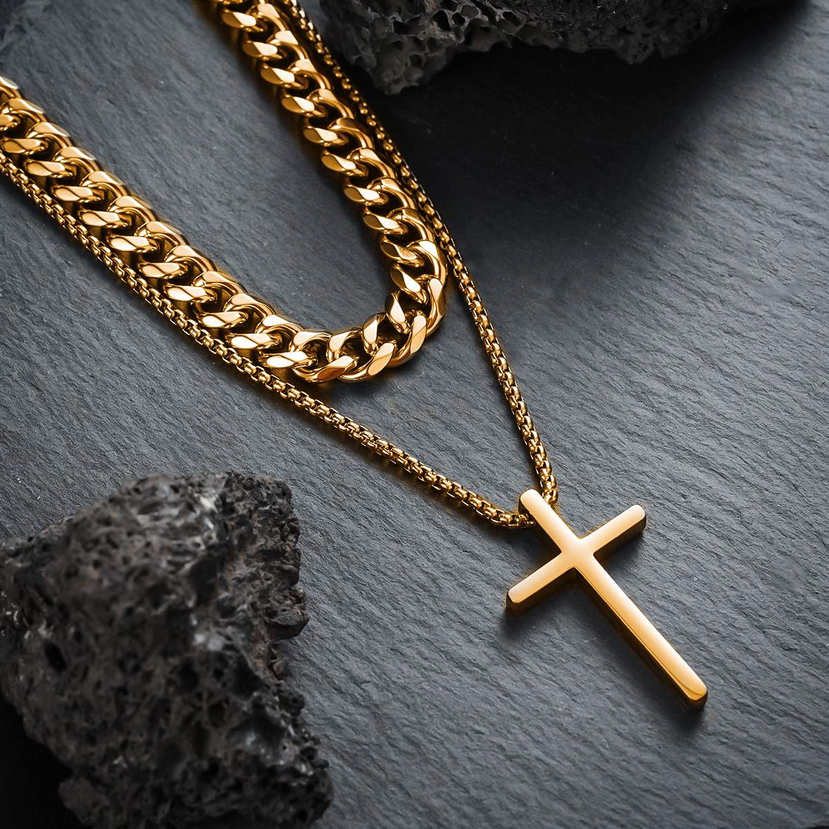 Retro Titanium Steel Cross Jewelry Set -  Single Options (Ring/Bracelet/Necklace)