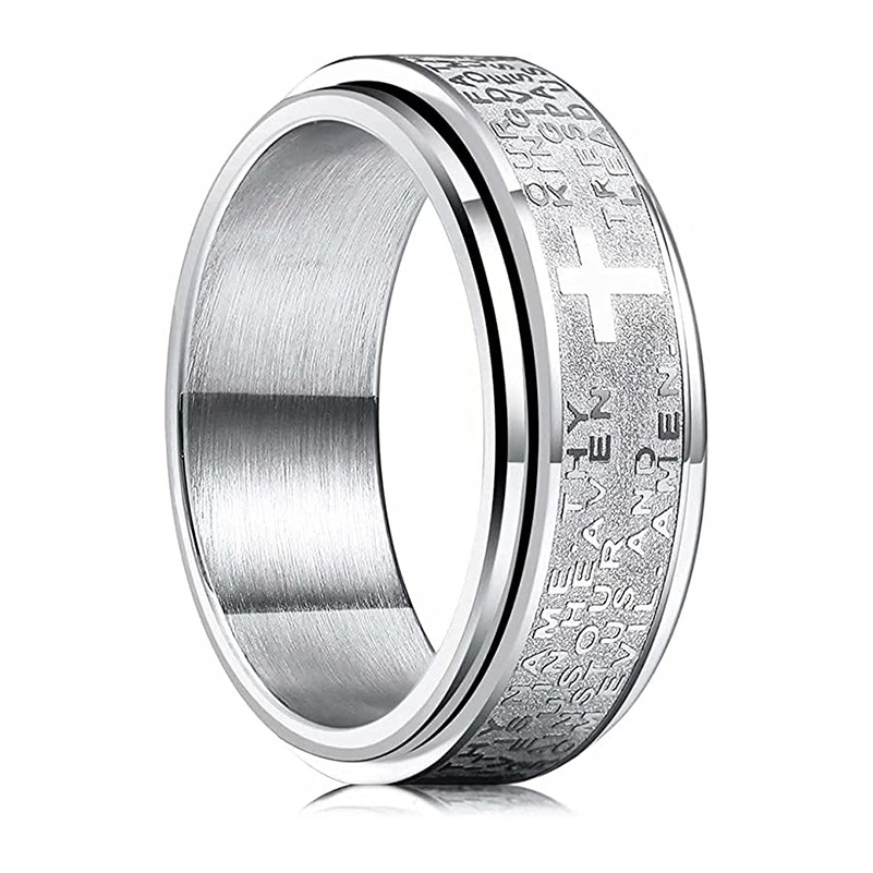 Lord's Prayer Rotating Titanium Steel Ring: Faith & Calm at Your Fingertips