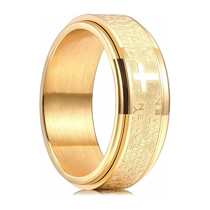 Lord's Prayer Rotating Titanium Steel Ring: Faith & Calm at Your Fingertips