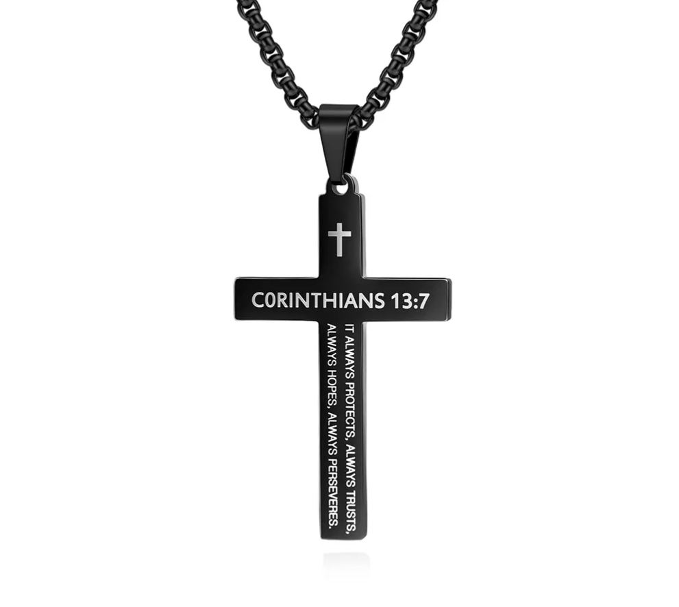 Bible Verse Stainless Steel Cross Necklace Collection