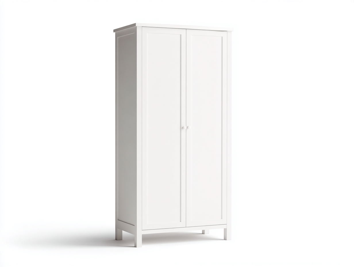 Armoire en bois 100x55x200 cm - blanc - structure surélevée - style scandinave avec espace de rangement-Frameoliq