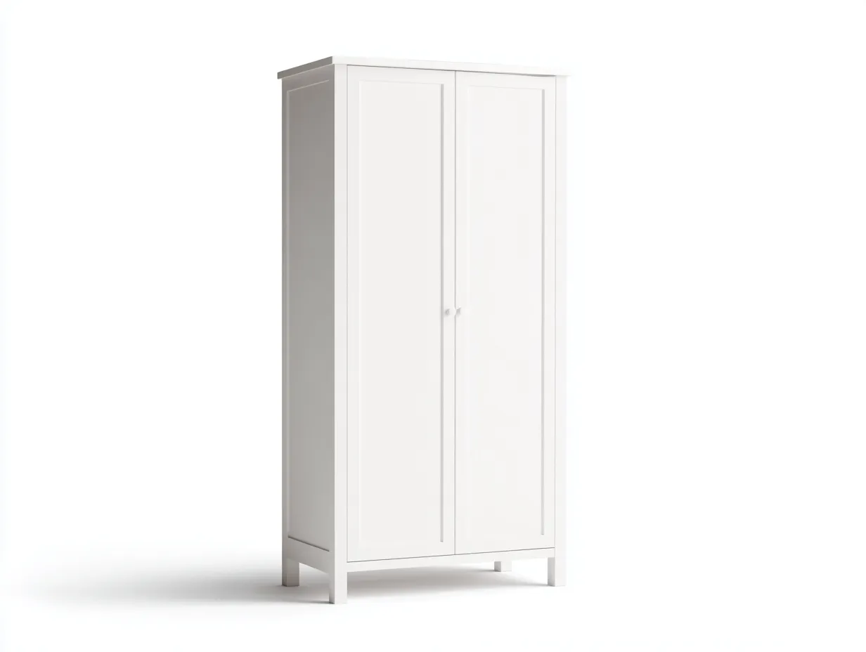 Armoire en bois 100x55x200 cm - blanc - structure surélevée - style scandinave avec espace de rangement-Frameoliq