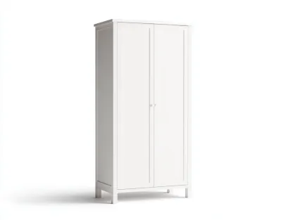 Armoire en bois 100x55x200 cm - blanc - structure surélevée - style scandinave avec espace de rangement-Frameoliq