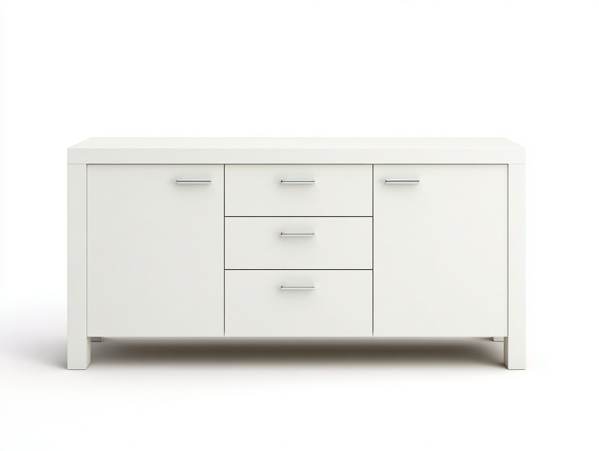 Meuble TV bois 145x40x50 cm - blanc - style moderne minimaliste-Frameoliq