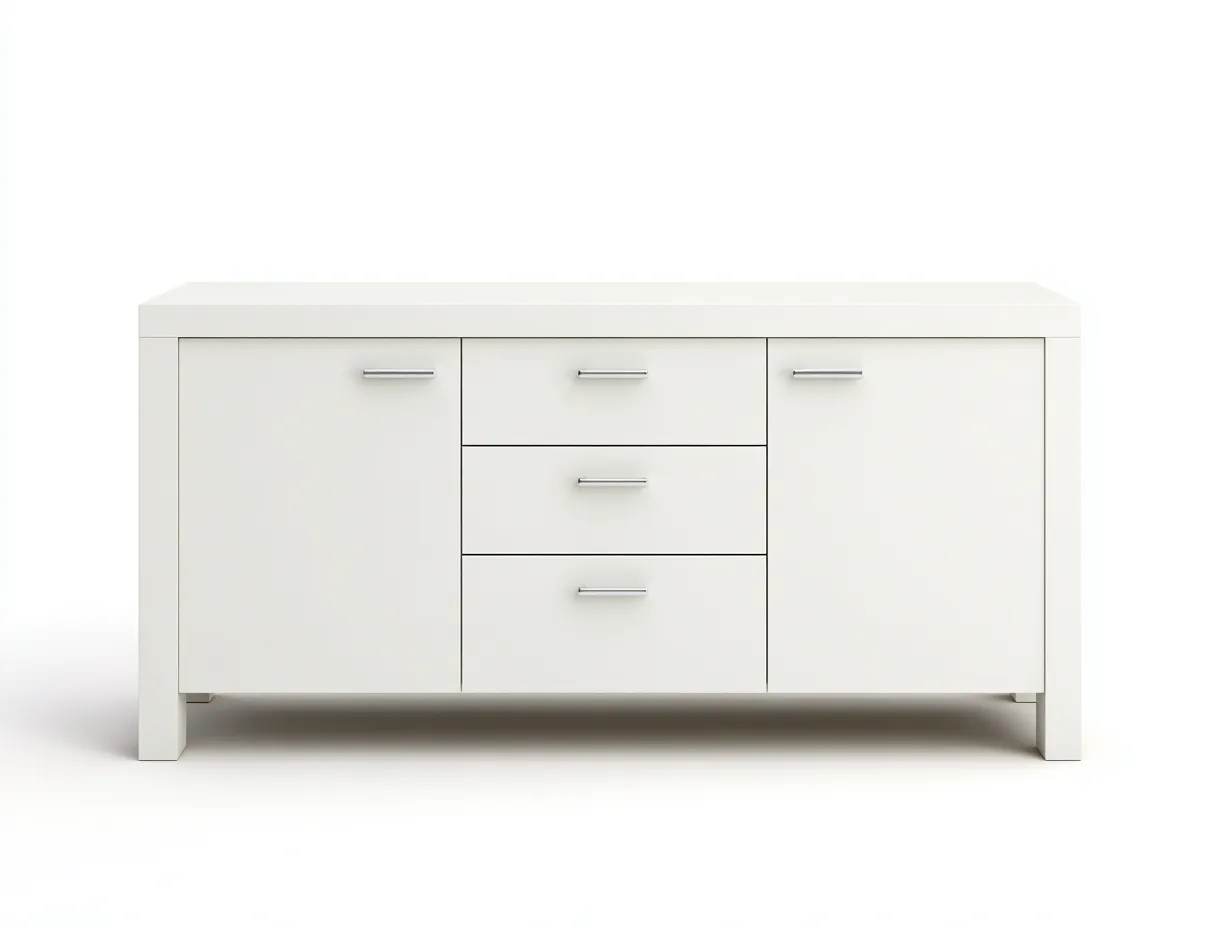 Meuble TV bois 145x40x50 cm - blanc - style moderne minimaliste-Frameoliq