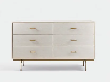 Commode en bois et métal 140x45x85 cm - beige clair - style contemporain-Frameoliq