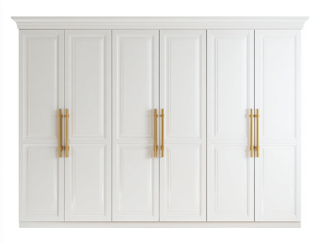 Armoire en bois MDF - 240x60x220 cm - blanc mat - style classique avec espaces de rangement-Frameoliq