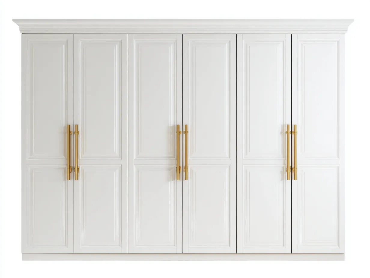 Armoire en bois MDF - 240x60x220 cm - blanc mat - style classique avec espaces de rangement-Frameoliq