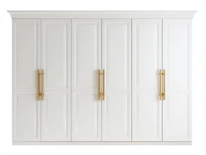 Armoire en bois MDF - 240x60x220 cm - blanc mat - style classique avec espaces de rangement-Frameoliq