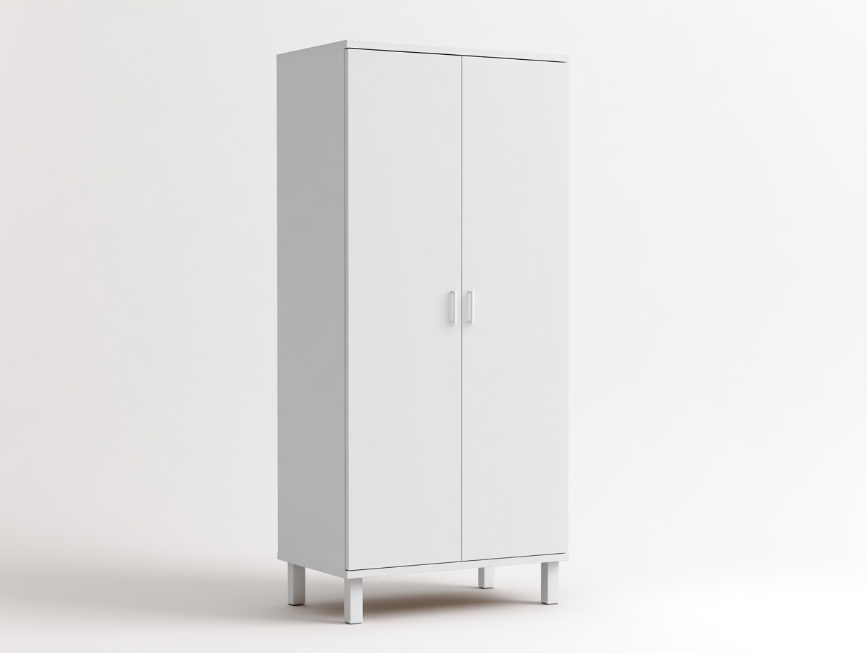 Armoire en bois MDF - 100x55x200 cm - blanc mat - style moderne avec pieds et espaces de rangement-Frameoliq