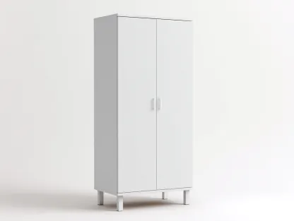 Armoire en bois MDF - 100x55x200 cm - blanc mat - style moderne avec pieds et espaces de rangement-Frameoliq