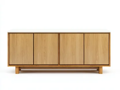 Meuble TV en chêne naturel et blanc 150x40x55 cm - design moderne - pour salon contemporain-Frameoliq