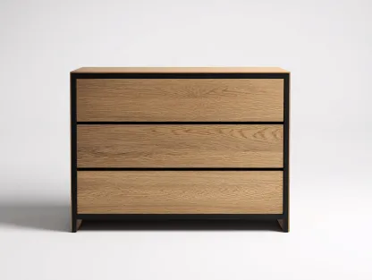 Commode chêne naturel et métal noir 80x40x85 cm - design industriel moderne-Frameoliq