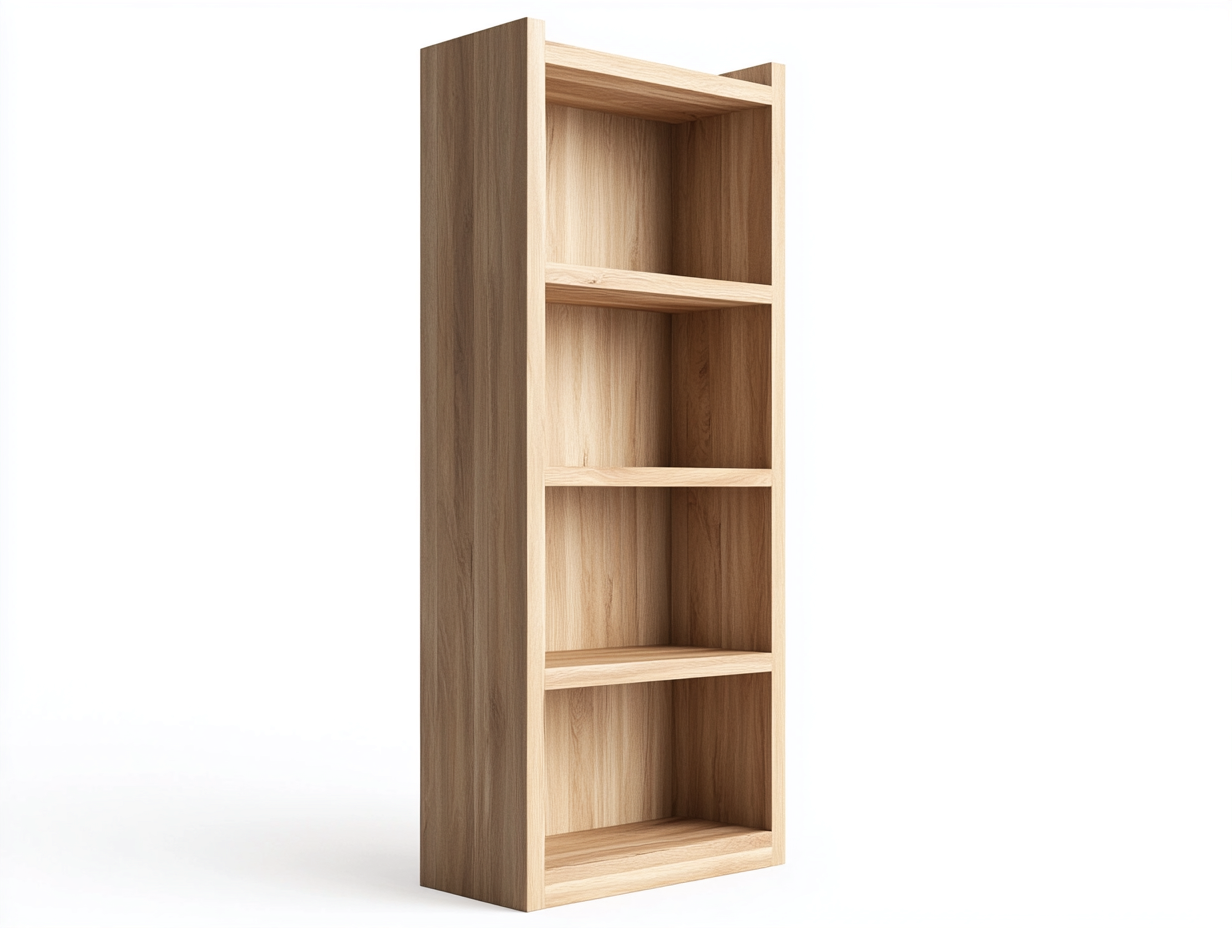 Bibliothèque en chêne clair 70x30x180 cm - finition naturelle - avec espace de rangement - style moderne-Frameoliq