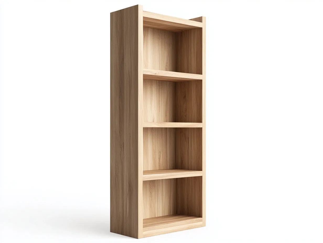 Bibliothèque en chêne clair 70x30x180 cm - finition naturelle - avec espace de rangement - style moderne-Frameoliq