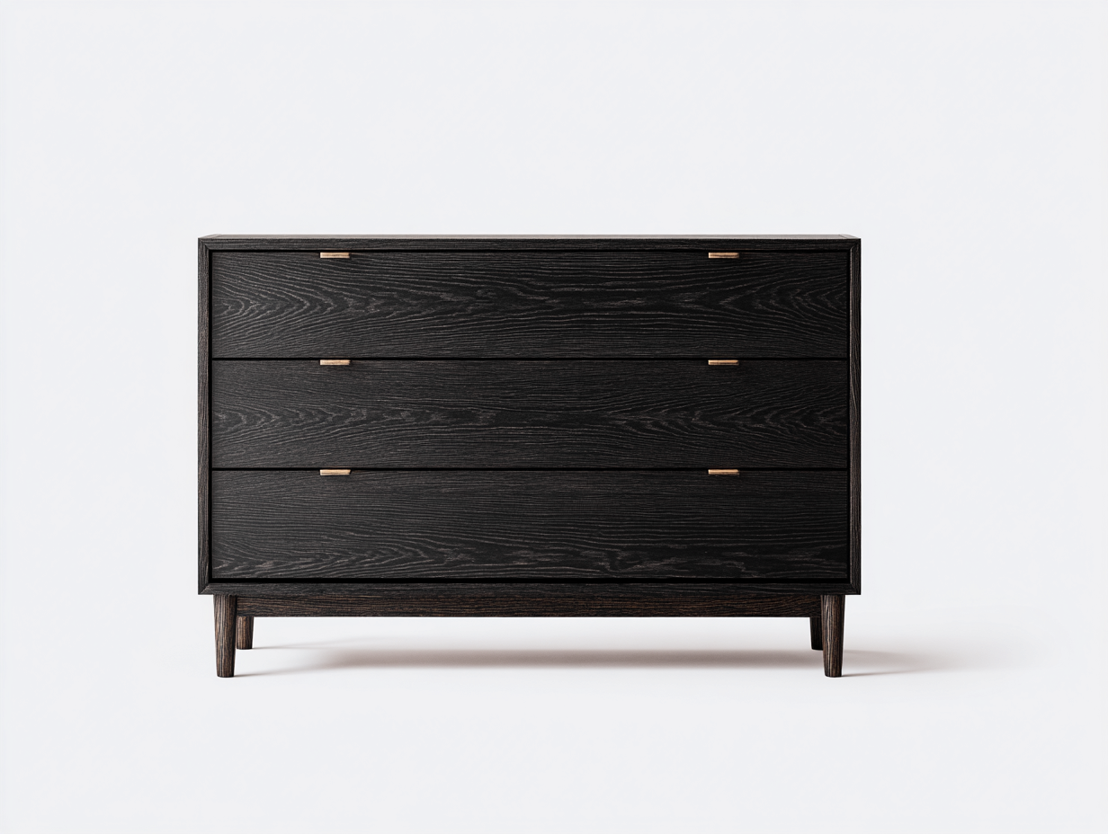 Commode en bois massif 120x45x95 cm - noir - style moderne-Frameoliq