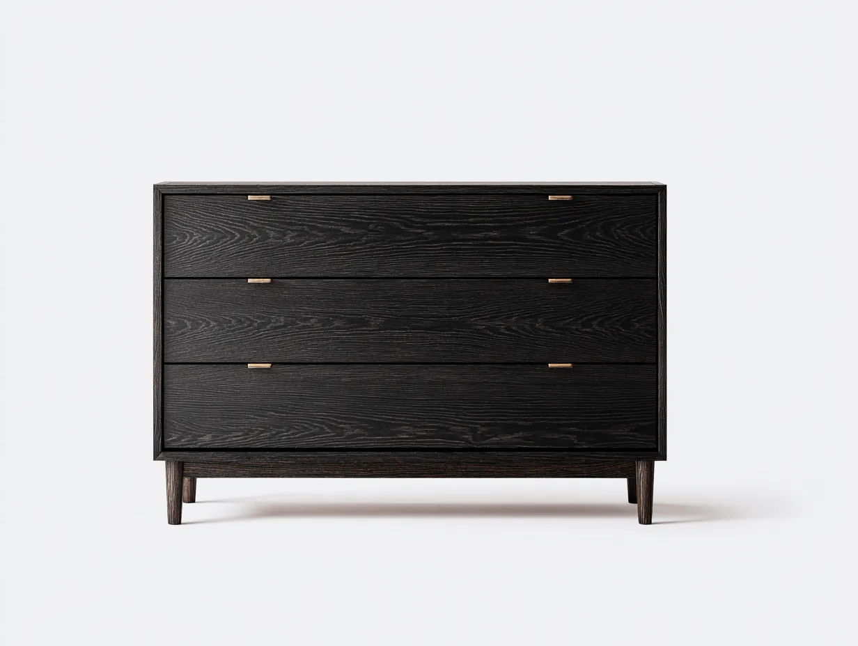 Commode en bois massif 120x45x95 cm - noir - style moderne-Frameoliq
