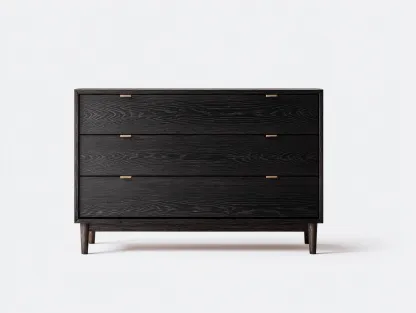 Commode en bois massif 120x45x95 cm - noir - style moderne-Frameoliq