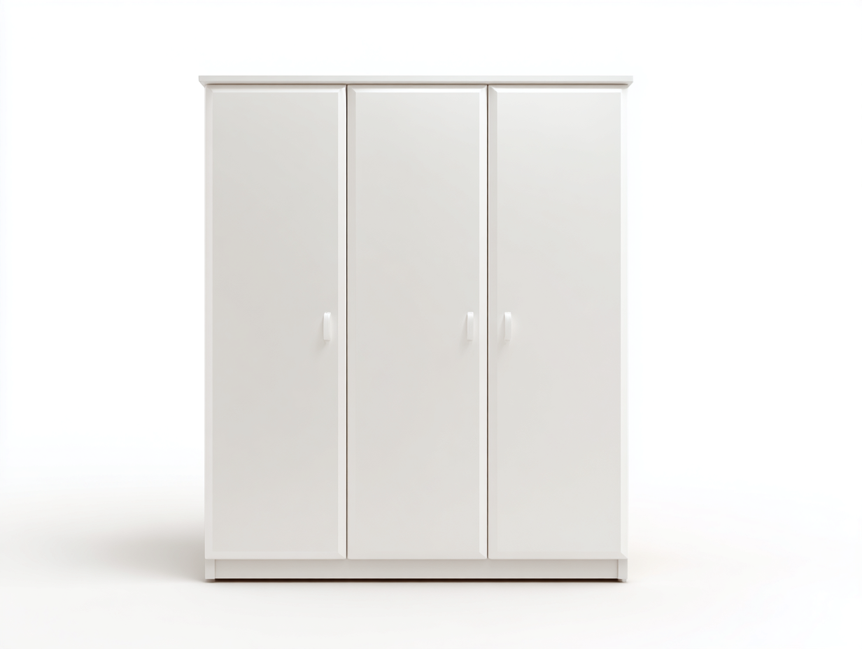 Armoire en bois MDF - 160x55x200 cm - blanc mat - style classique avec espaces de rangement-Frameoliq