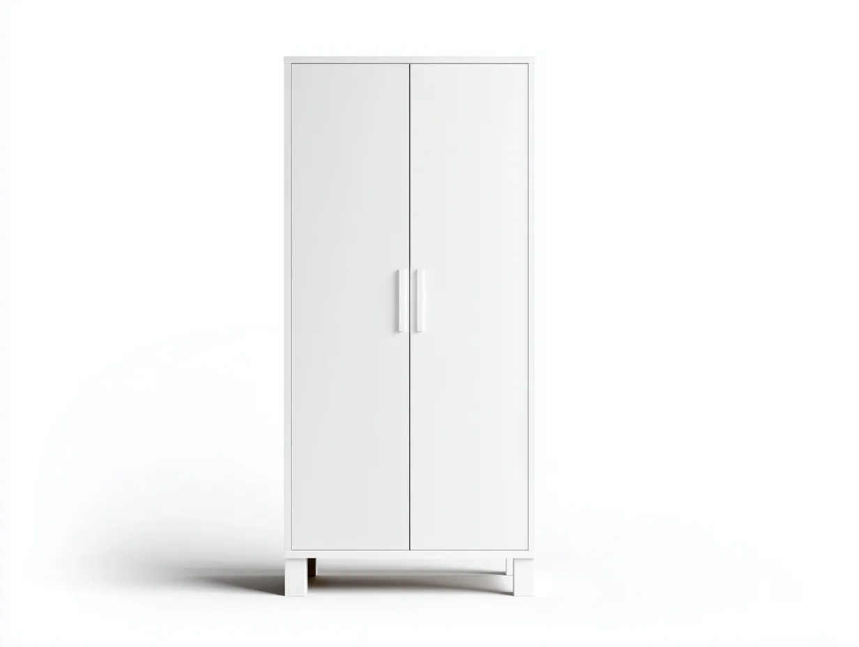 Armoire en bois 100x55x190 cm - blanc - poignées assorties - style moderne avec espace de rangement-Frameoliq