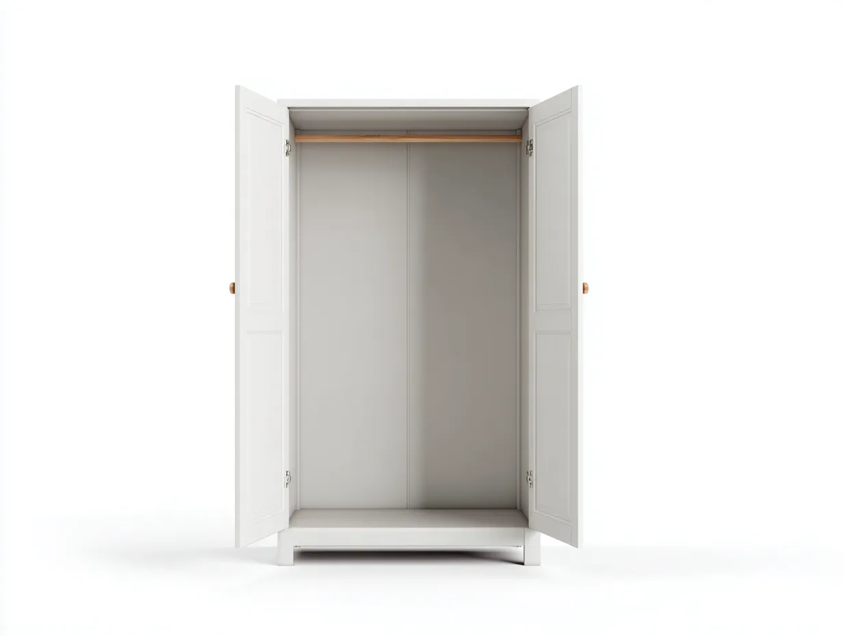 Armoire en bois MDF - 130x55x200 cm - blanc mat - style classique avec espaces de rangement-Frameoliq