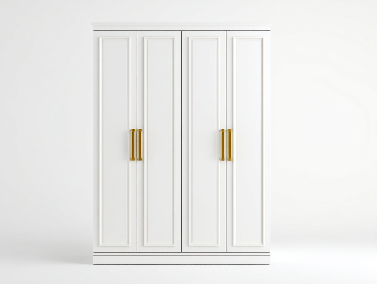Armoire en bois MDF - 160x60x220 cm - blanc mat - style classique avec espaces de rangement-Frameoliq