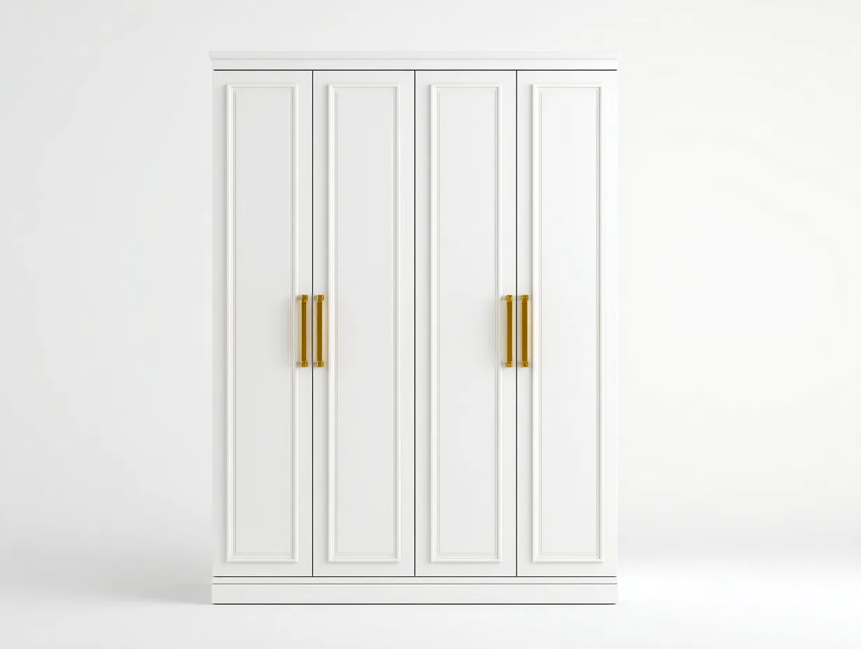Armoire en bois MDF - 160x60x220 cm - blanc mat - style classique avec espaces de rangement-Frameoliq