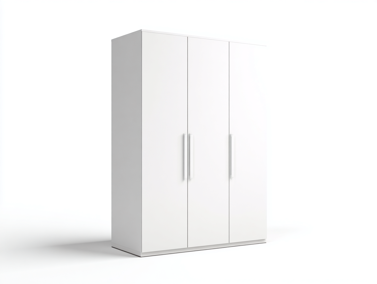Armoire en bois MDF - 140x55x200 cm - blanc mat - style contemporain avec espaces de rangement-Frameoliq