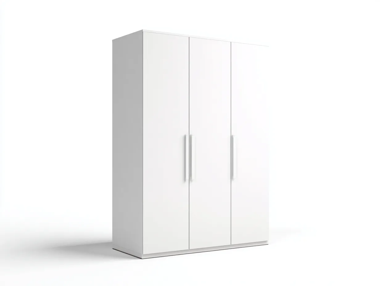 Armoire en bois MDF - 140x55x200 cm - blanc mat - style contemporain avec espaces de rangement-Frameoliq