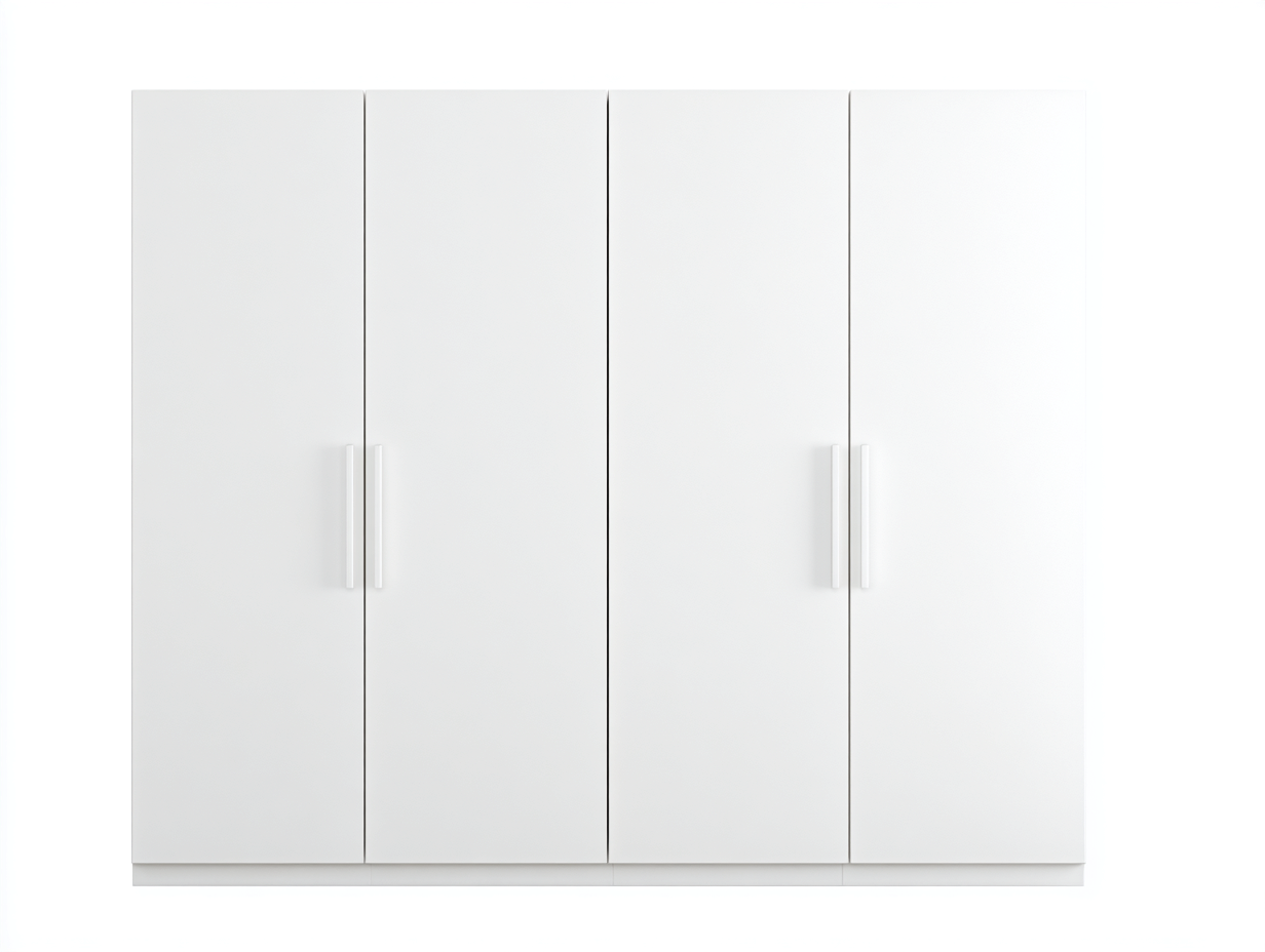 Armoire en bois MDF - 200x55x200 cm - blanc mat - style moderne avec espaces de rangement-Frameoliq