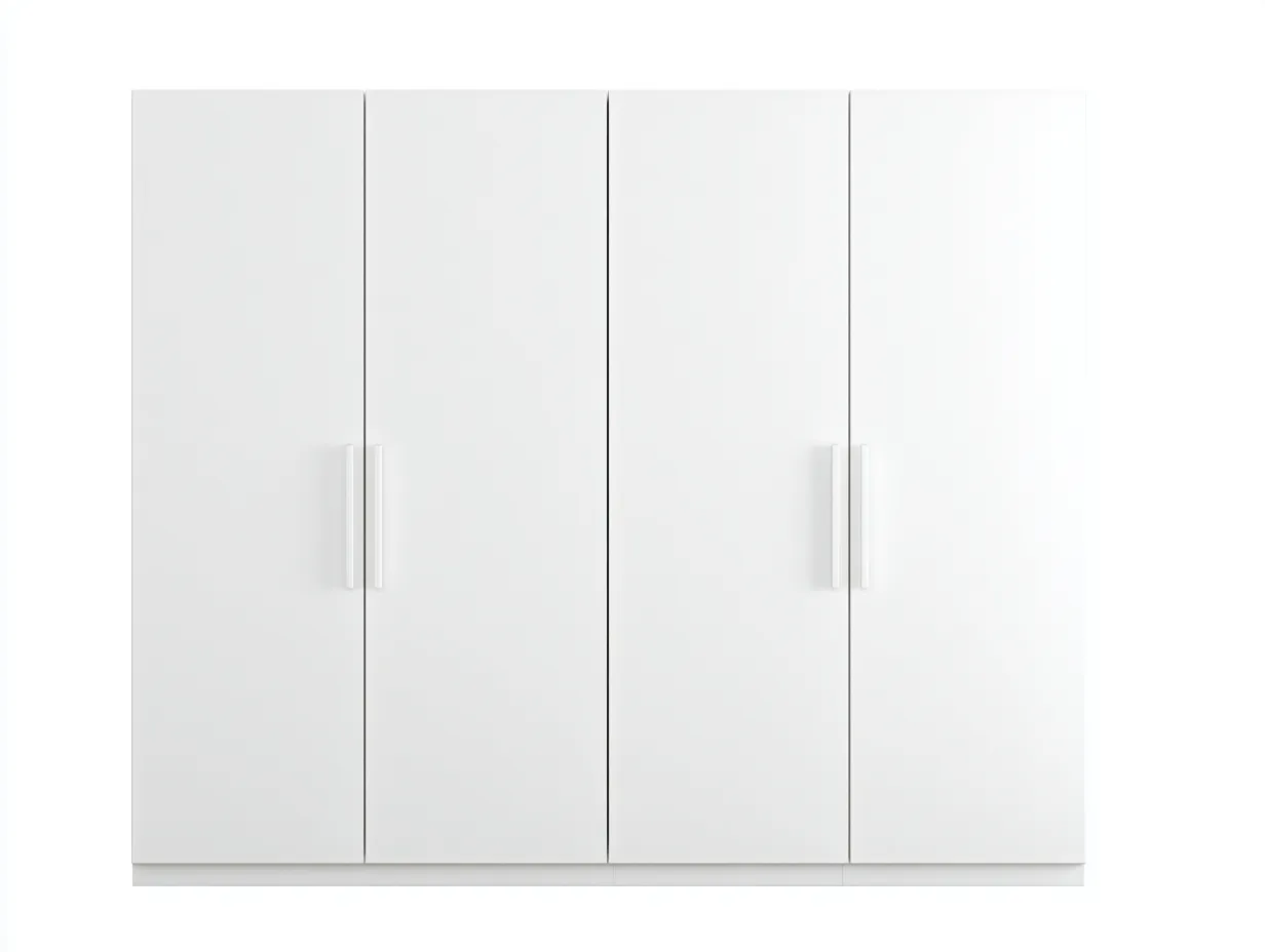 Armoire en bois MDF - 200x55x200 cm - blanc mat - style moderne avec espaces de rangement-Frameoliq