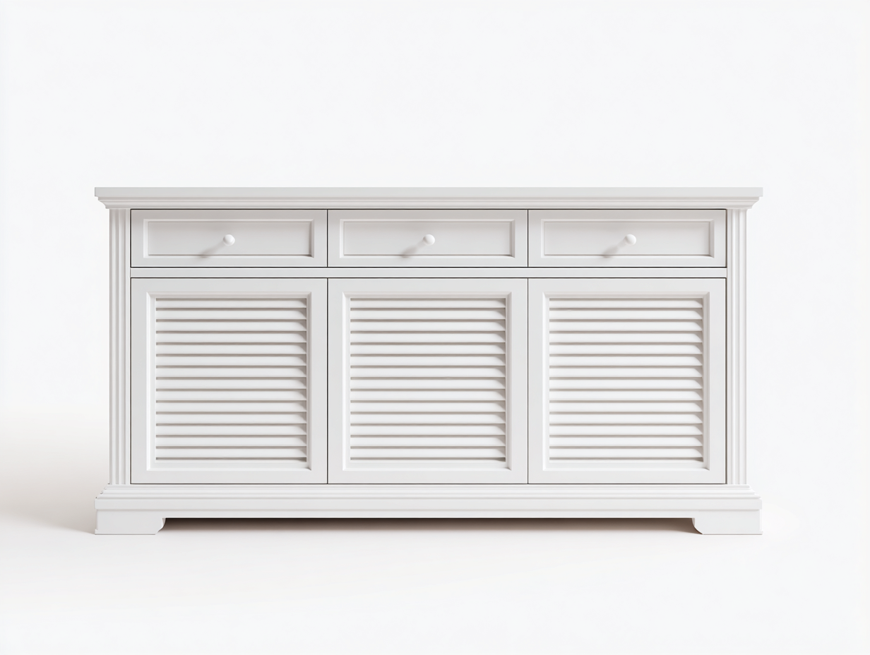 Meuble TV blanc 145x40x75 cm - design classique - pour salon élégant-Frameoliq